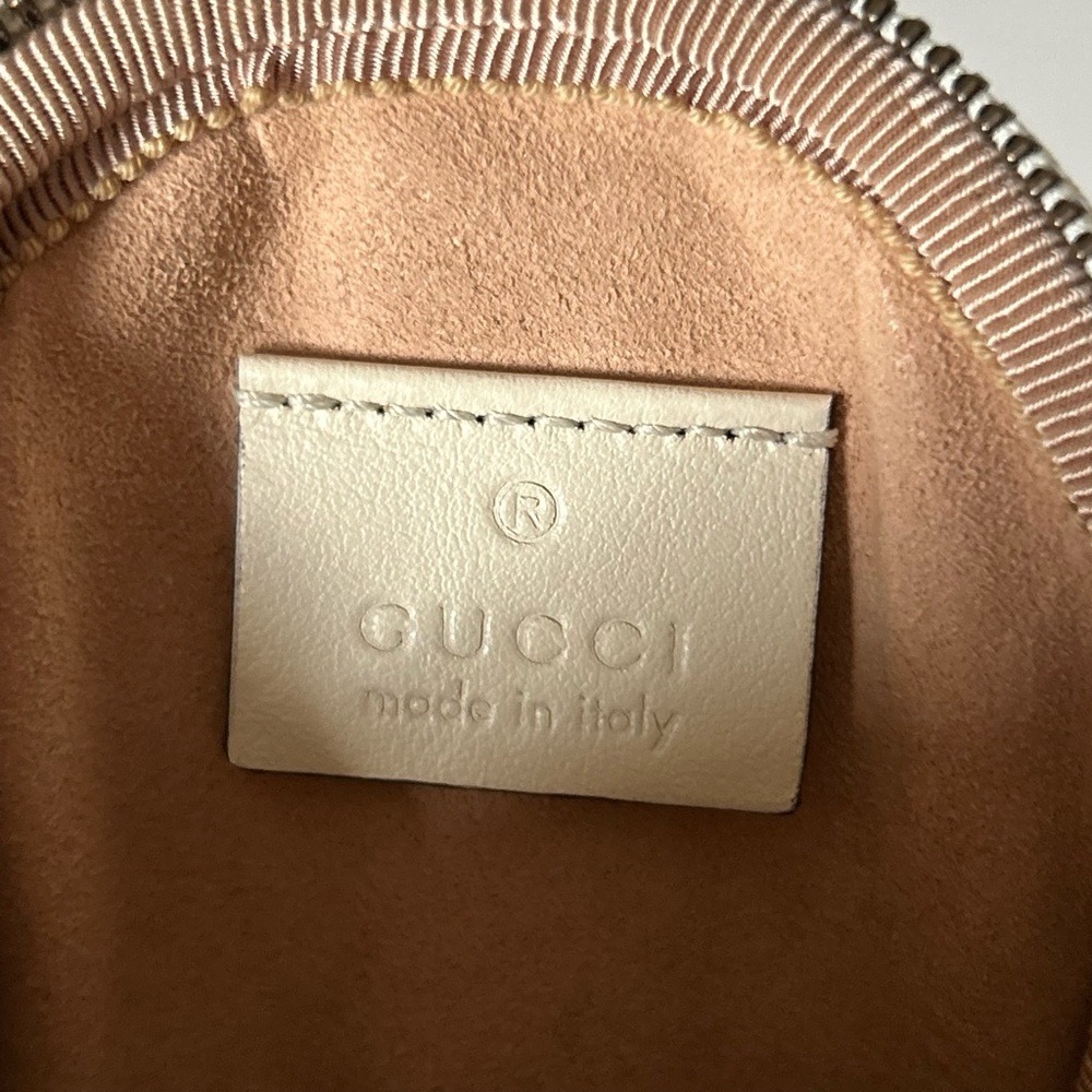 Gucci Off White Ivory Matelasse Leather GG Marmont Mini Round Coin Purse Pouch - Picture 7 of 10